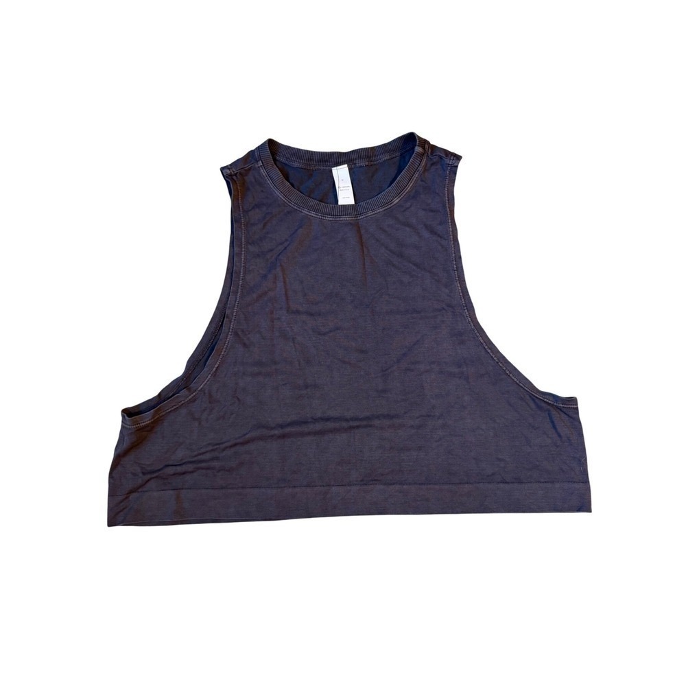 Avocado Womens Medium‎ Charcoal Gray Mineral Wash Seamless Cropped Muscle Tank